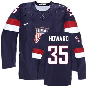 Olympic Hockey Jimmy Howard Authentic Herren Navy Blau – Team USA #35 Auswärts 2014